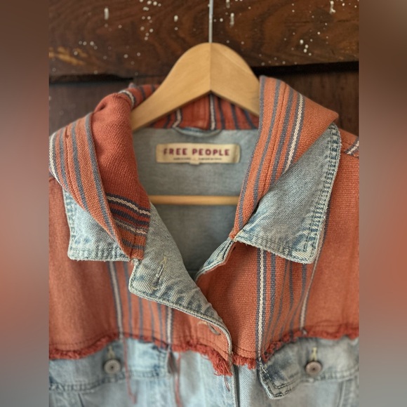 Free people cropped blanket jean jacket - Picture 3 of 4